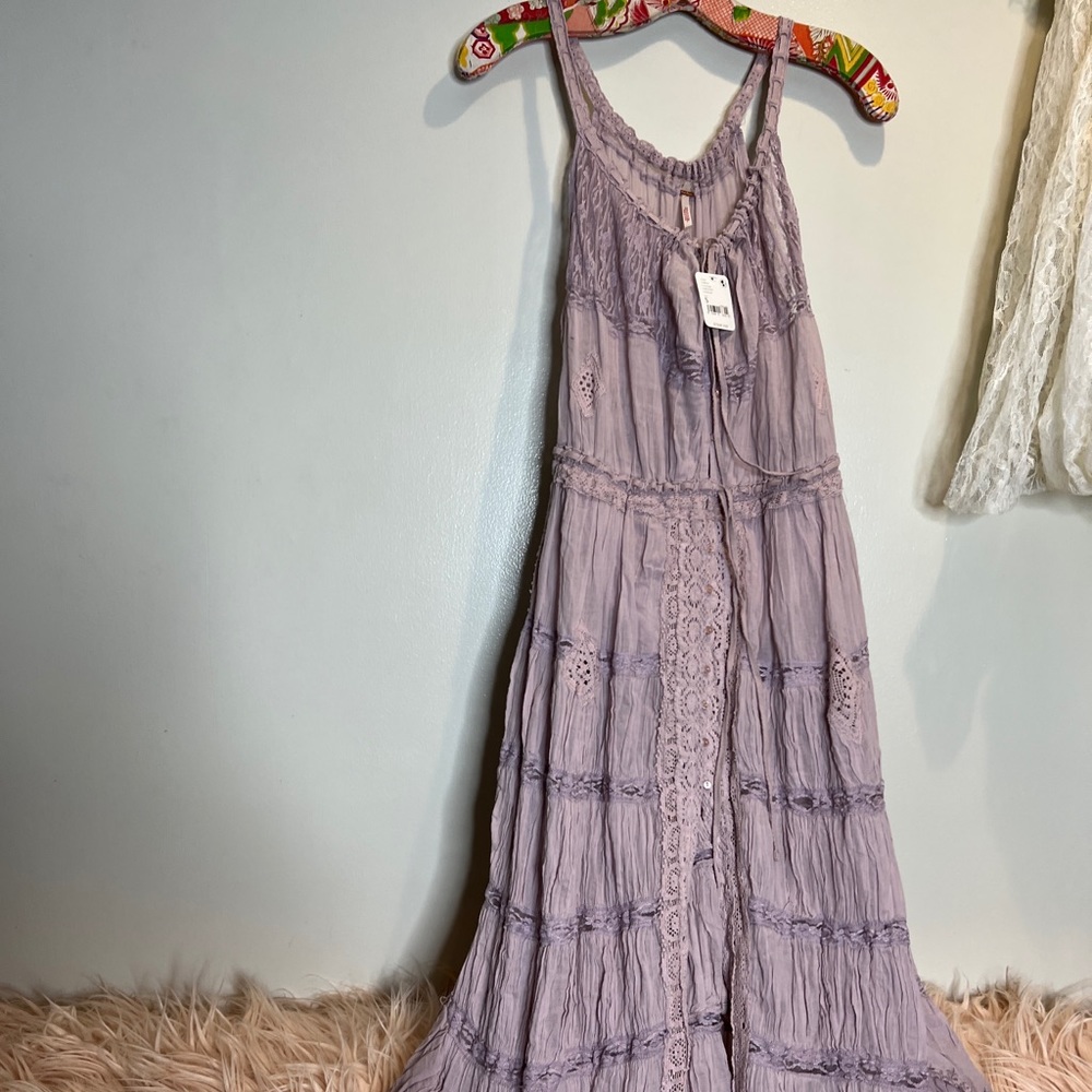 Free People Dolly Bodysuit lace crochet maxi Dress - Picture 6 of 9